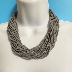 Gray Seed Beads Necklace Multi-Strand Necklace Like New